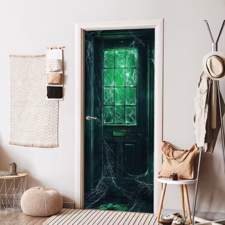 Deursticker - Deur - Spookhuis - Groen - Spinnenweb — 8