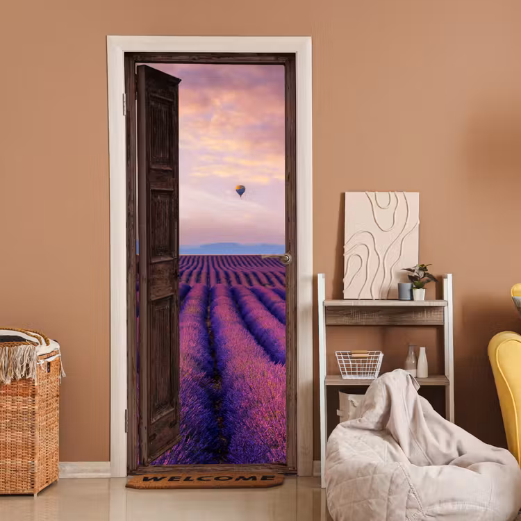 Deursticker - Doorkijk - Lavendel - Bloemen - Paars — 2