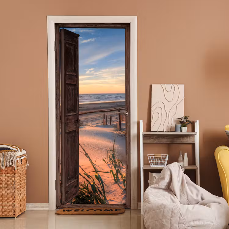 Deursticker - Doorkijk - Strand - Zee - Natuur - Duinen — 2
