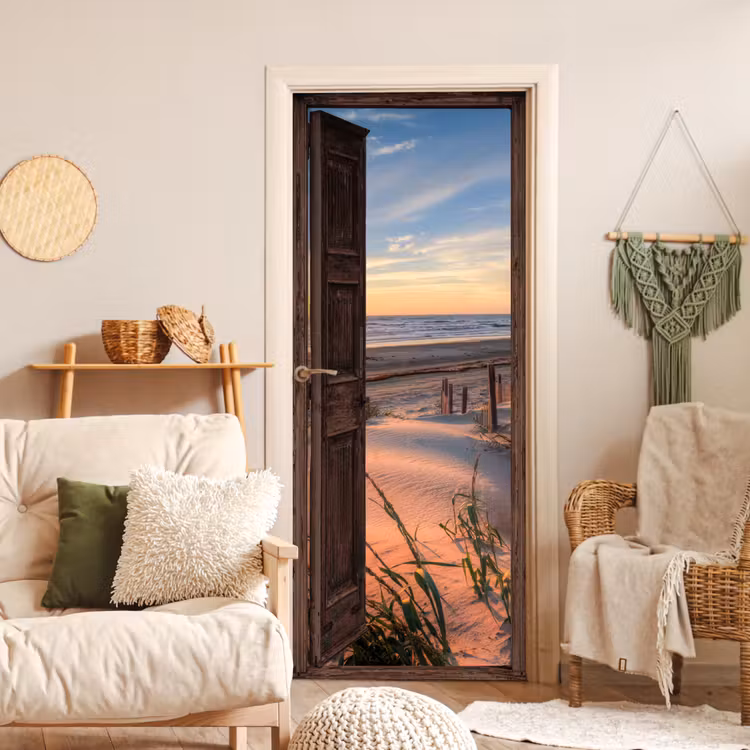 Deursticker - Doorkijk - Strand - Zee - Natuur - Duinen — 4