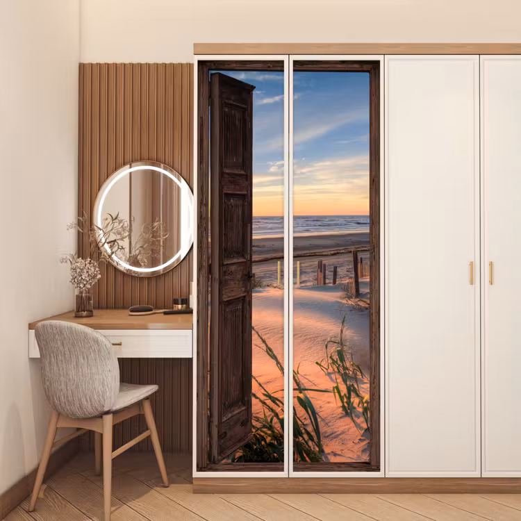 Deursticker - Doorkijk - Strand - Zee - Natuur - Duinen — 5
