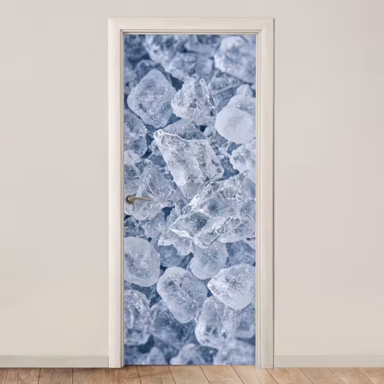 Deursticker - Ijsblokjes - Water - Blauw — 1