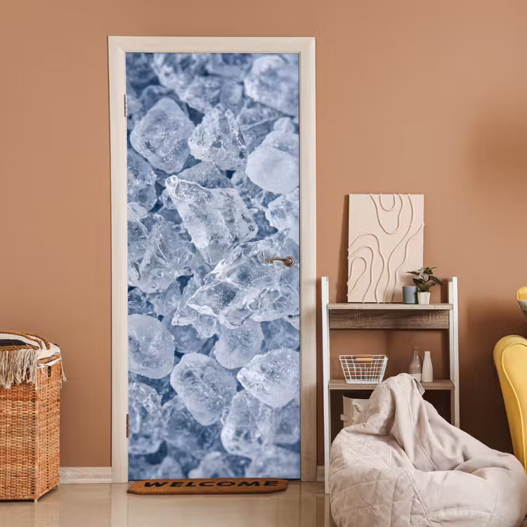 Deursticker - Ijsblokjes - Water - Blauw — 2