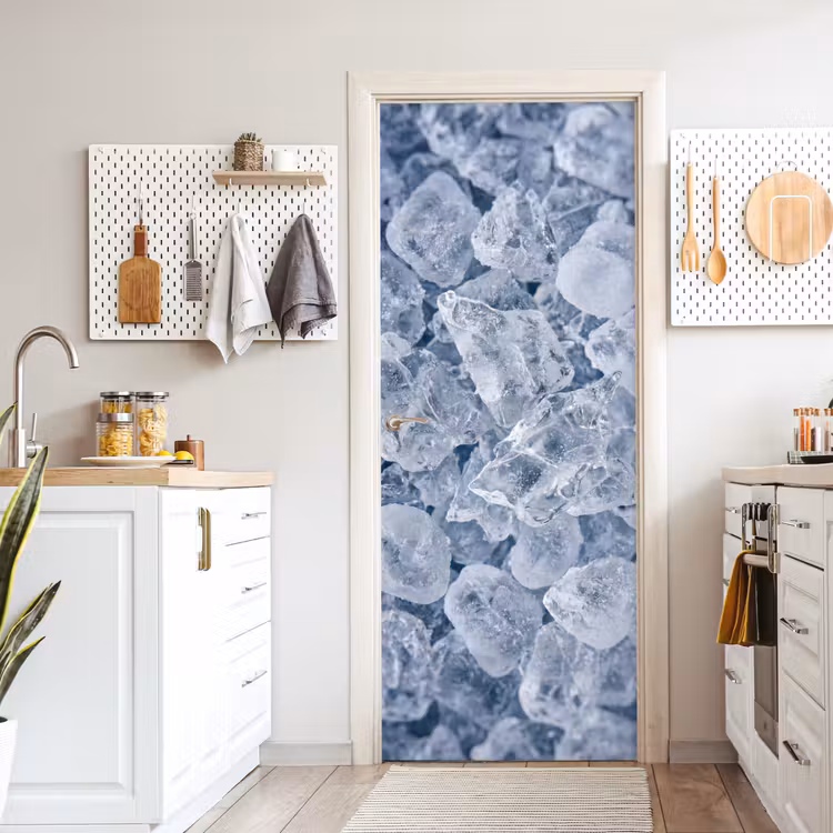 Deursticker - Ijsblokjes - Water - Blauw — 7