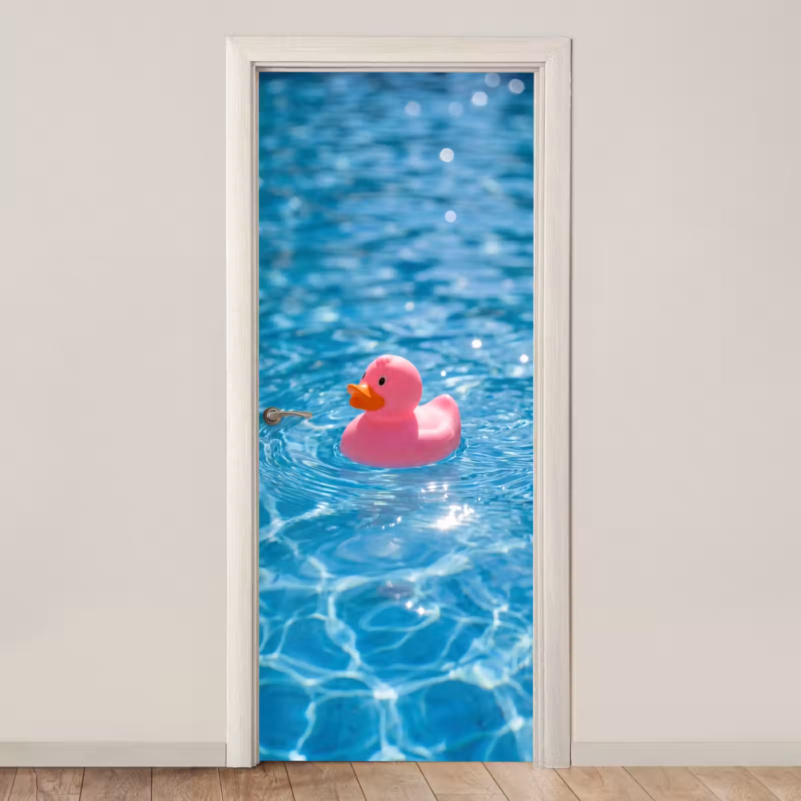 Deursticker - Badeend - Dobberend - Roze — 1
