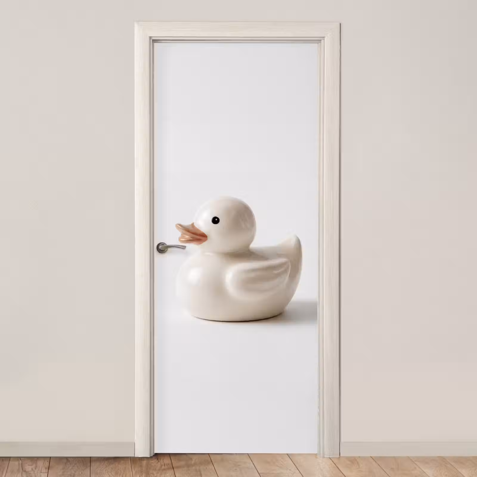 Deursticker - Badeend - Minimalistisch - Wit — 1