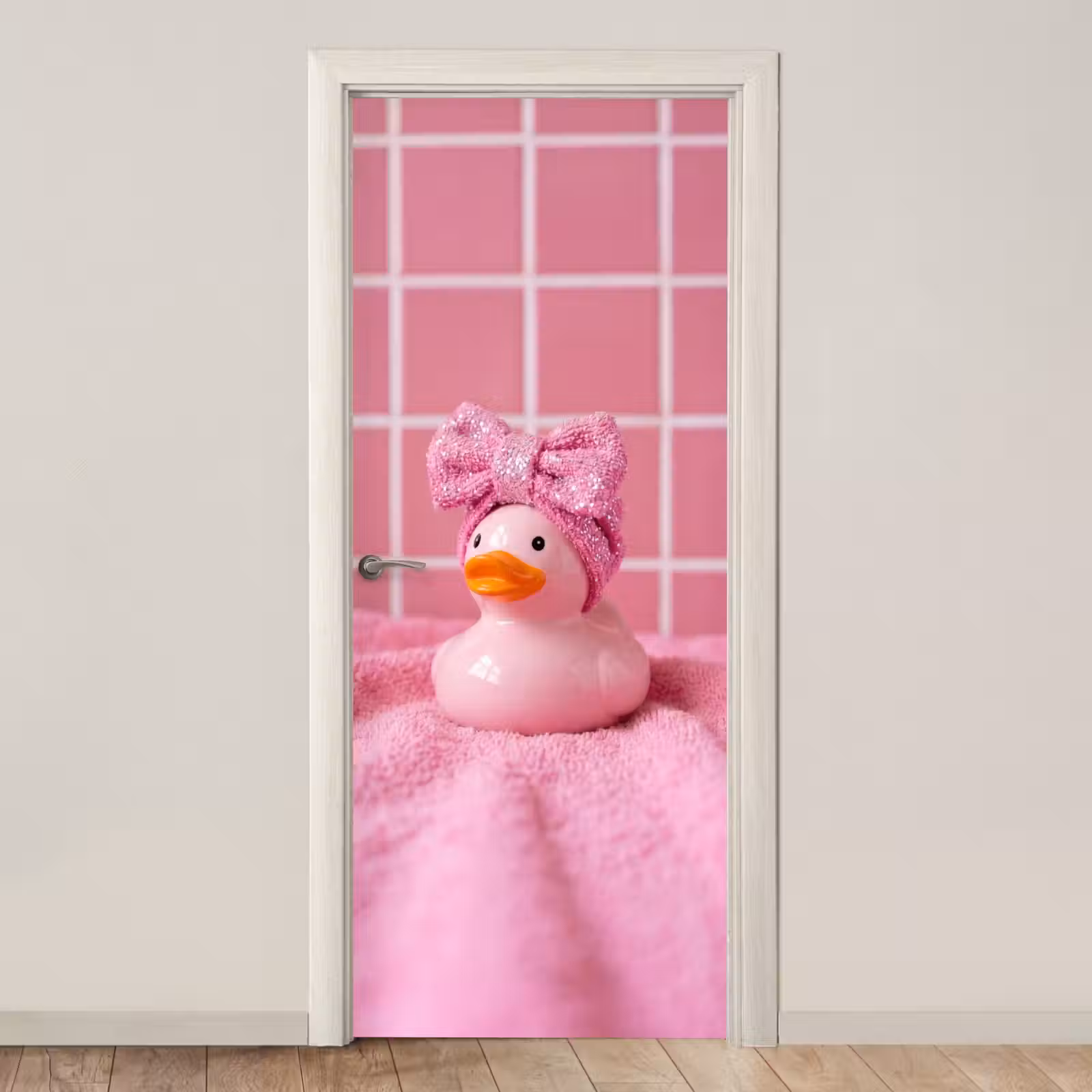 Deursticker - Badeend -Strik - Roze — 1