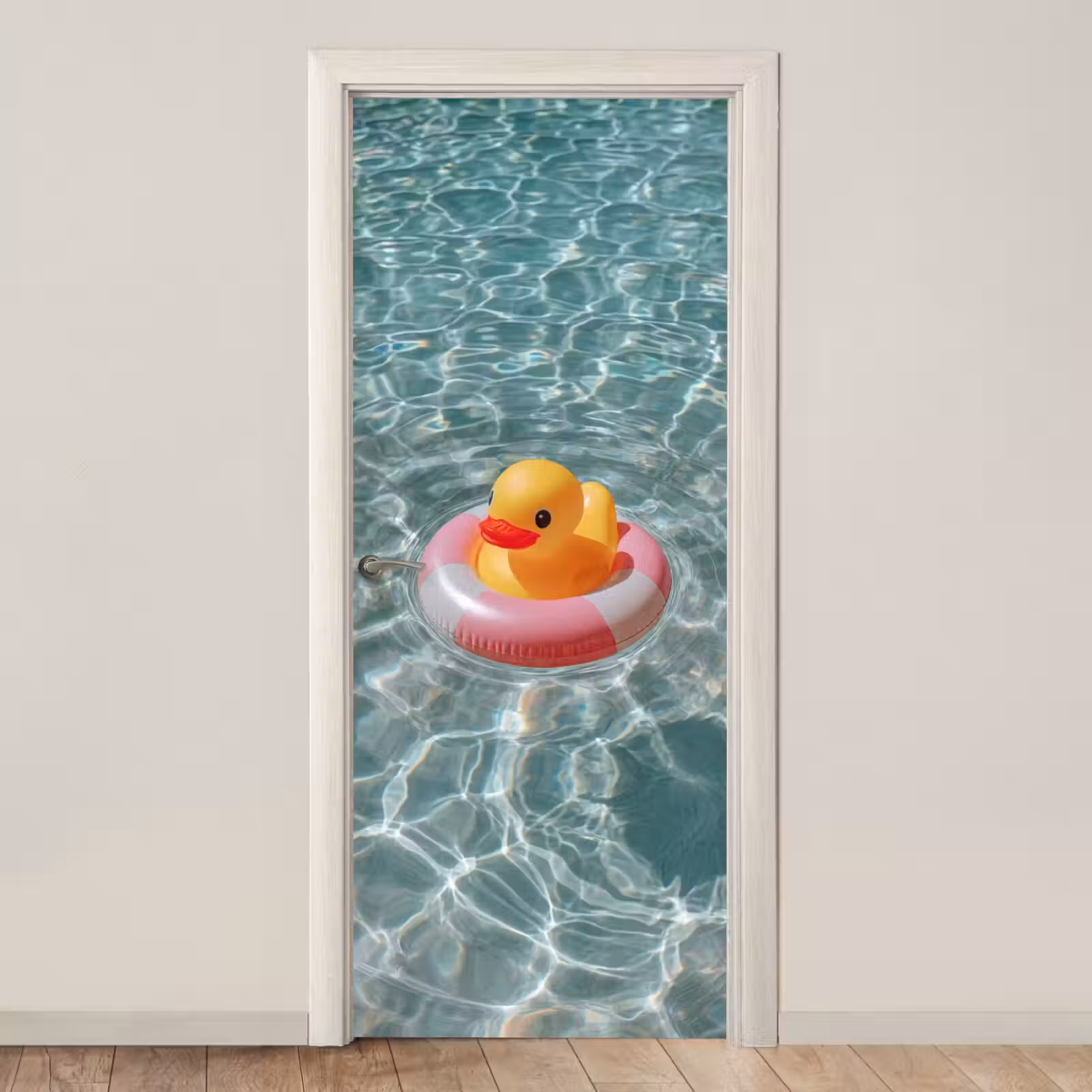 Deursticker - Badeend - Zwemband - Geel — 1