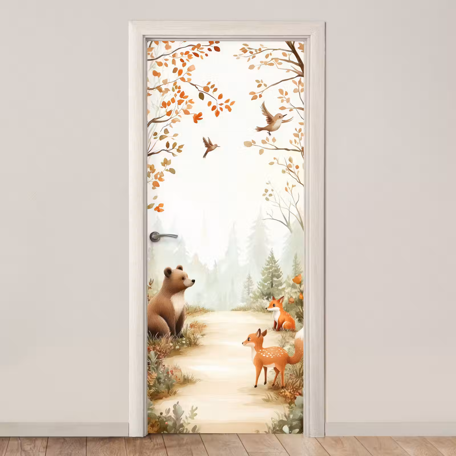 Deursticker - Bos - Herfst - Bosdieren - Beer - Vos — 1