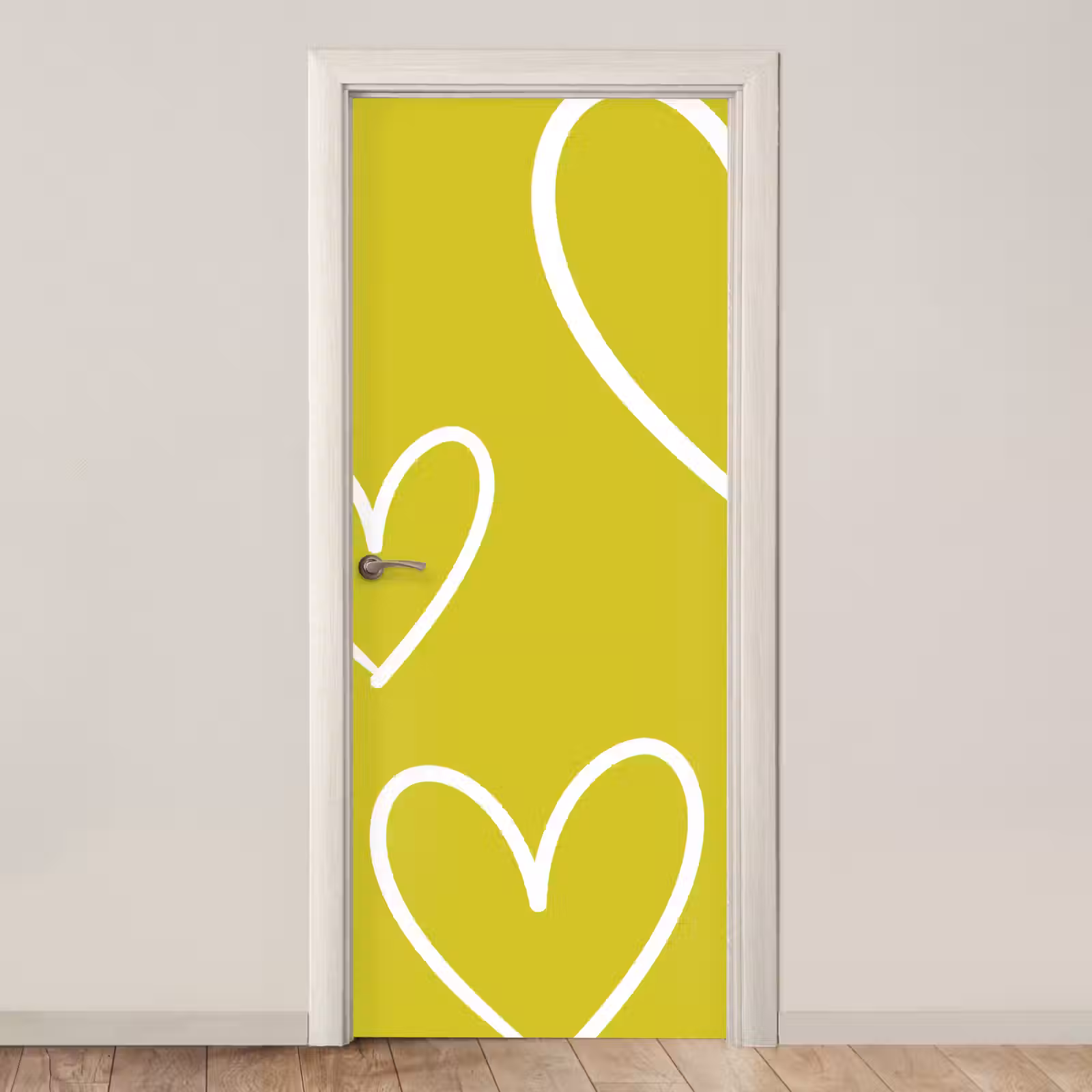 Deursticker - Groen - Hartjes - Wit — 1