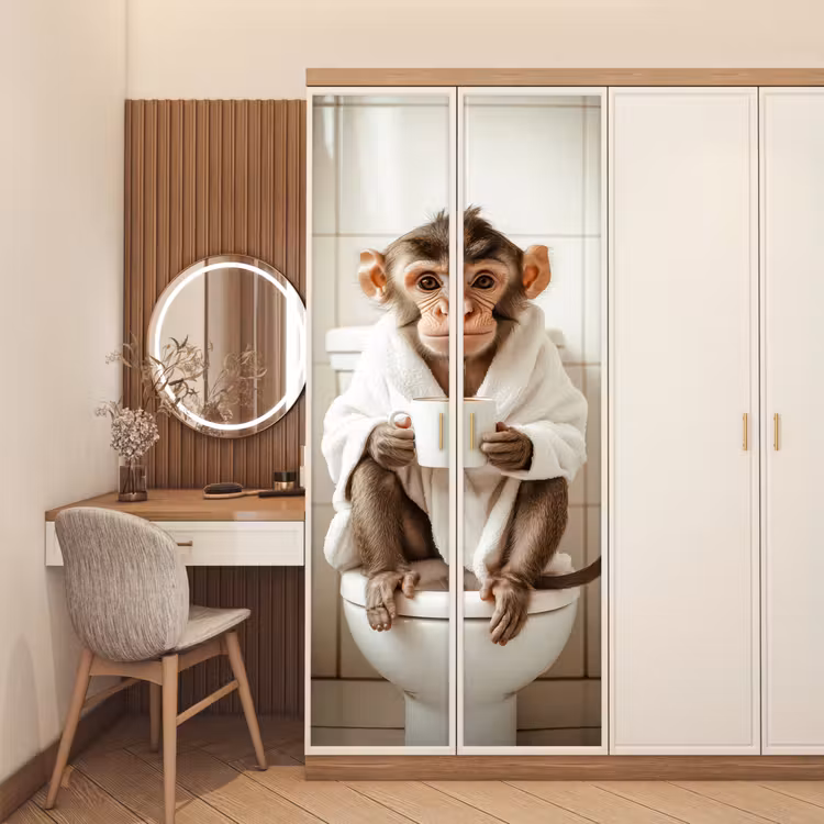 Deursticker - Aap - Modern - WC - Badjas — 5