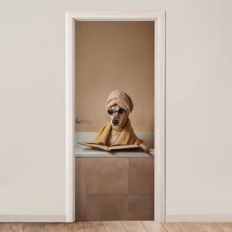 Deursticker - Bad - Hond - Boek - Zonnebril — 1