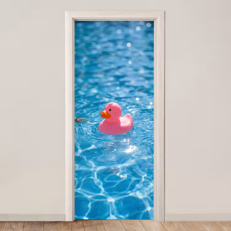 Deursticker - Badeend - Dobberend - Roze — 1