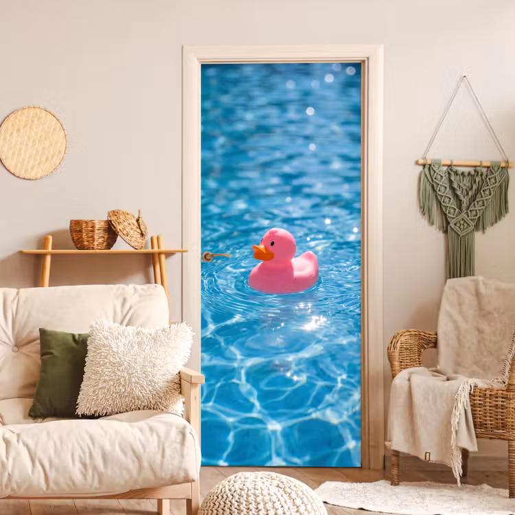 Deursticker - Badeend - Dobberend - Roze — 4