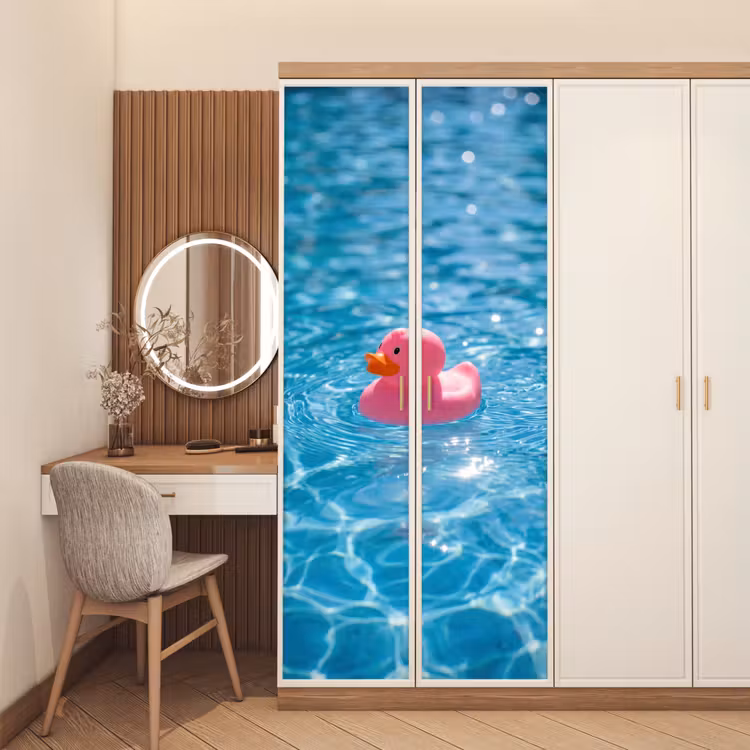Deursticker - Badeend - Dobberend - Roze — 5