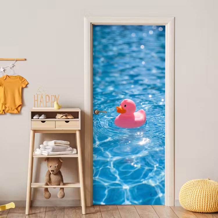 Deursticker - Badeend - Dobberend - Roze — 6