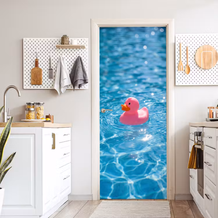 Deursticker - Badeend - Dobberend - Roze — 7