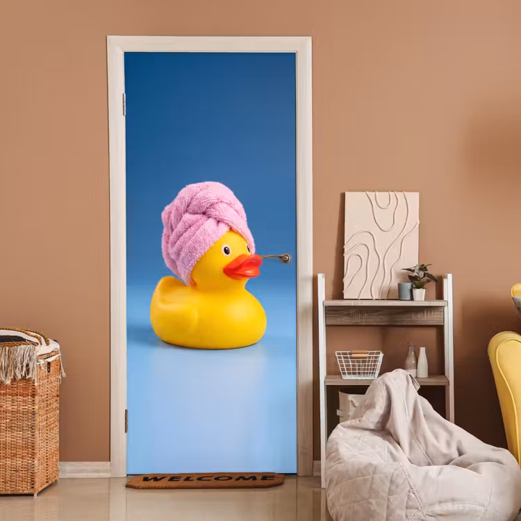 Deursticker - Badeend - Handdoek - Blauw — 2