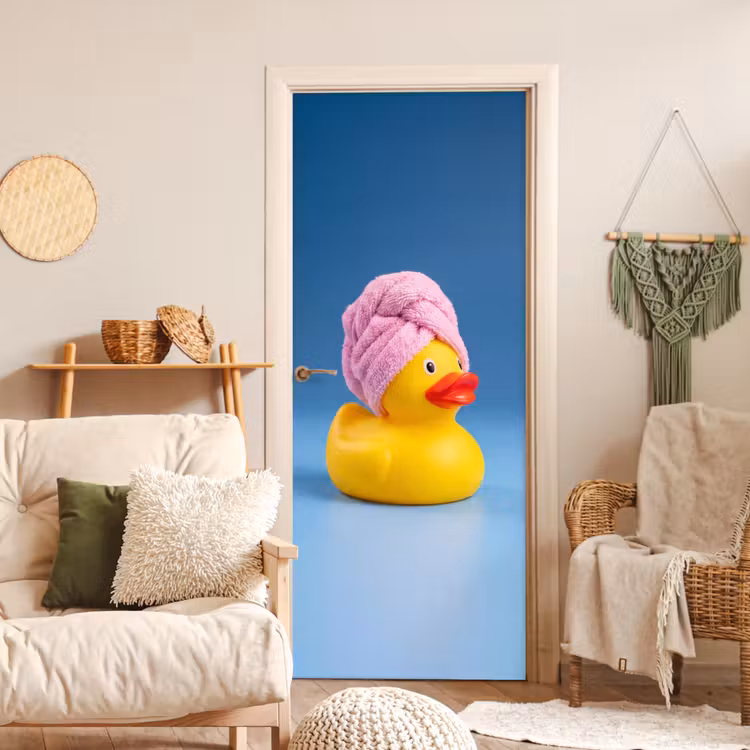 Deursticker - Badeend - Handdoek - Blauw — 4