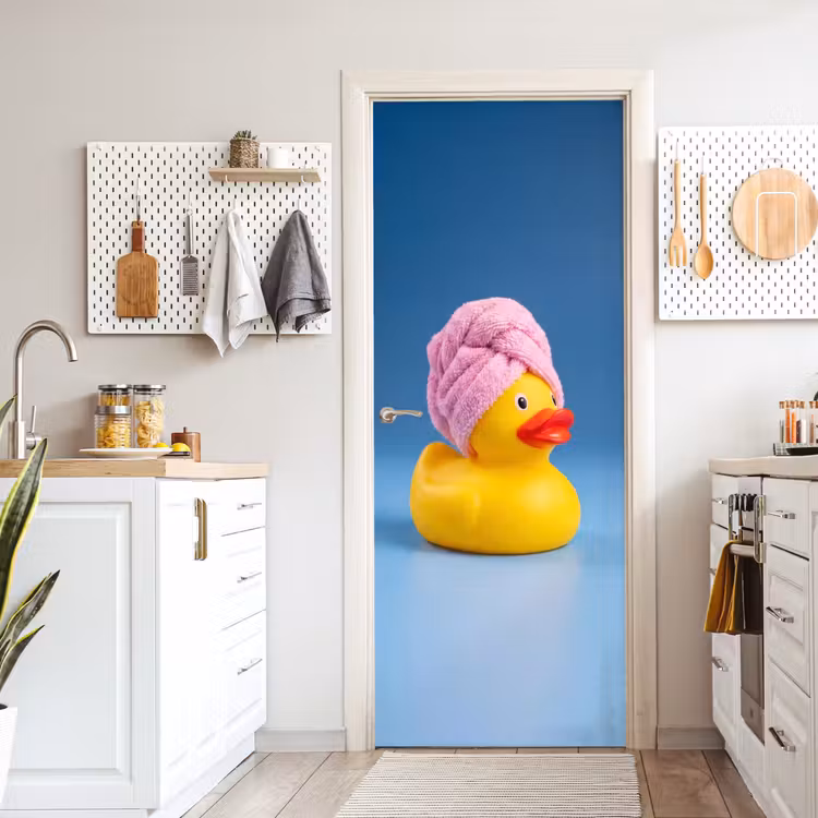 Deursticker - Badeend - Handdoek - Blauw — 7