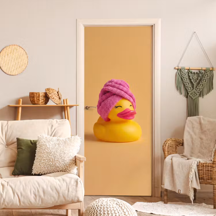 Deursticker - Badeend - Handdoek - Kleurrijk — 4