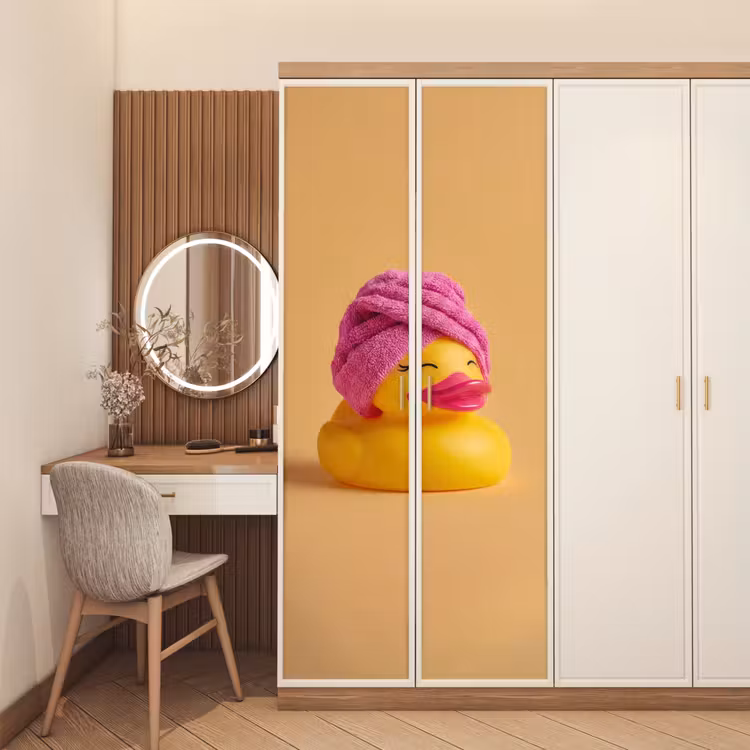 Deursticker - Badeend - Handdoek - Kleurrijk — 5