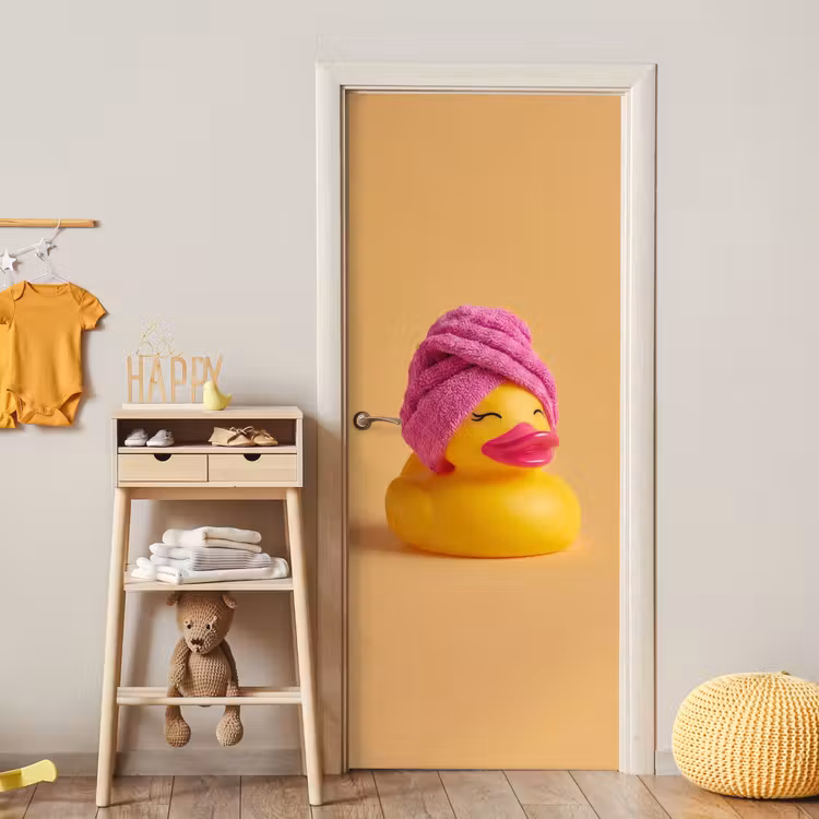 Deursticker - Badeend - Handdoek - Kleurrijk — 6