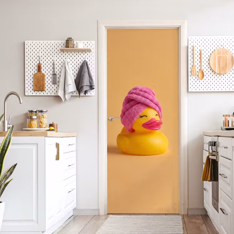 Deursticker - Badeend - Handdoek - Kleurrijk — 7