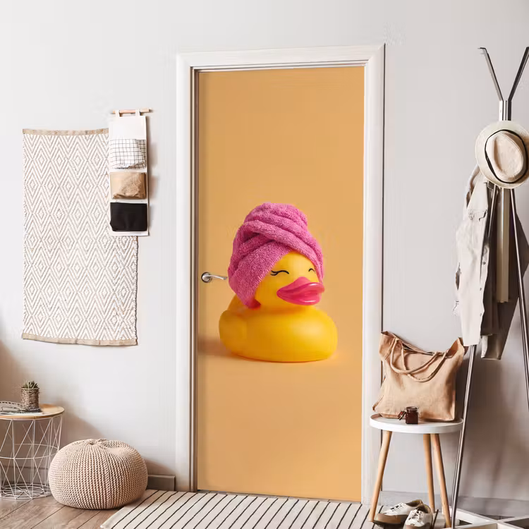 Deursticker - Badeend - Handdoek - Kleurrijk — 8