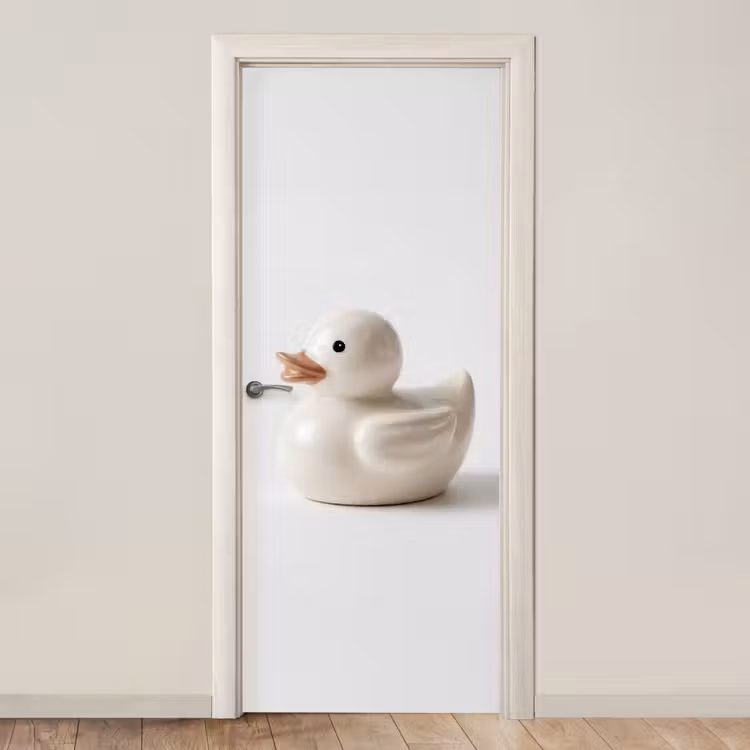 Deursticker - Badeend - Minimalistisch - Wit — 1