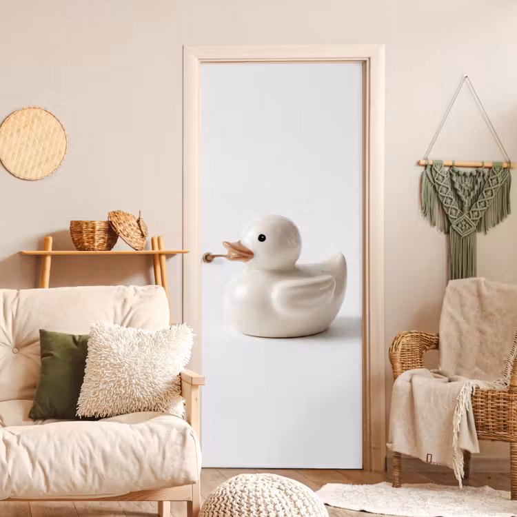 Deursticker - Badeend - Minimalistisch - Wit — 4