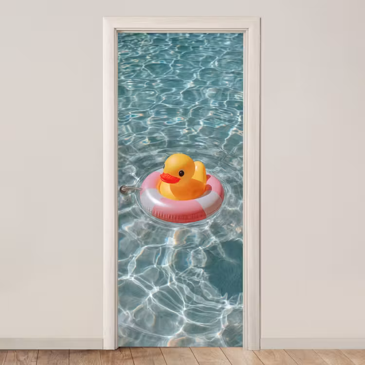 Deursticker - Badeend - Zwemband - Geel — 1
