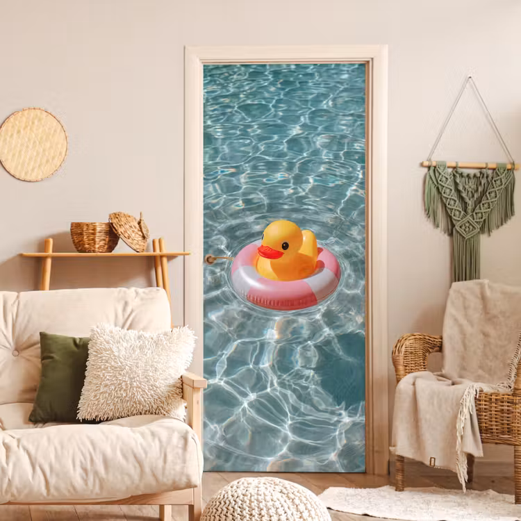 Deursticker - Badeend - Zwemband - Geel — 4