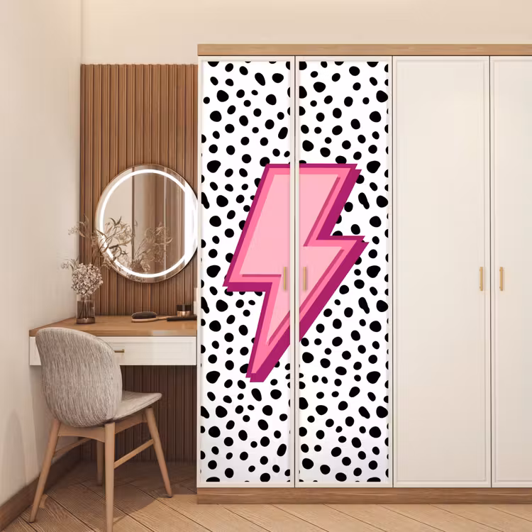 Deursticker - Bliksem - Roze - Stippen — 5