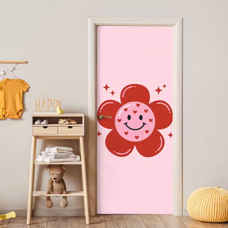Deursticker - Bloem - Roze - Hartjes — 6