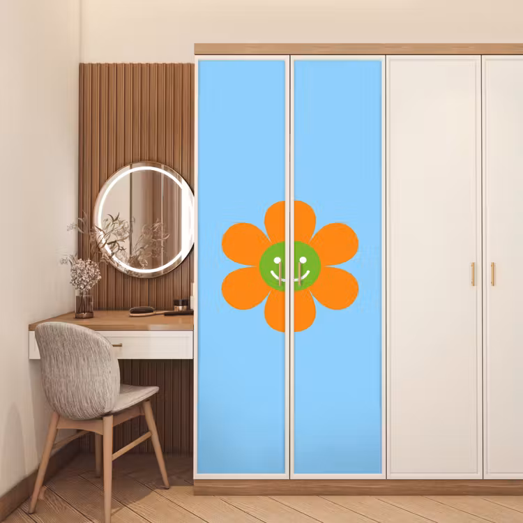 Deursticker - Bloem - Smiley - Kleurrijk — 5
