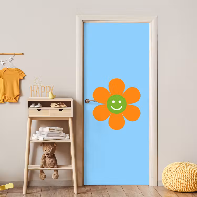 Deursticker - Bloem - Smiley - Kleurrijk — 6