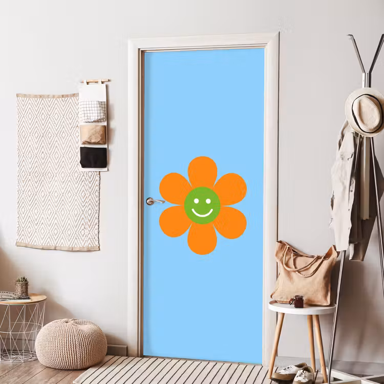 Deursticker - Bloem - Smiley - Kleurrijk — 8