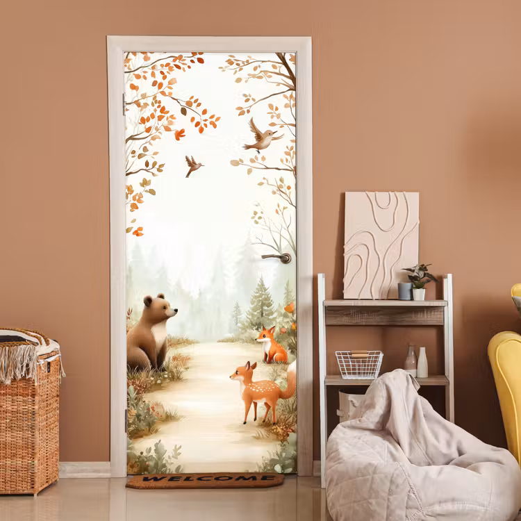 Deursticker - Bos - Herfst - Bosdieren - Beer - Vos — 2