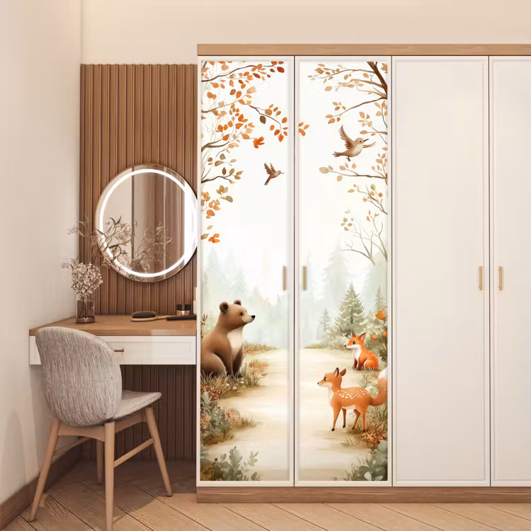 Deursticker - Bos - Herfst - Bosdieren - Beer - Vos — 5