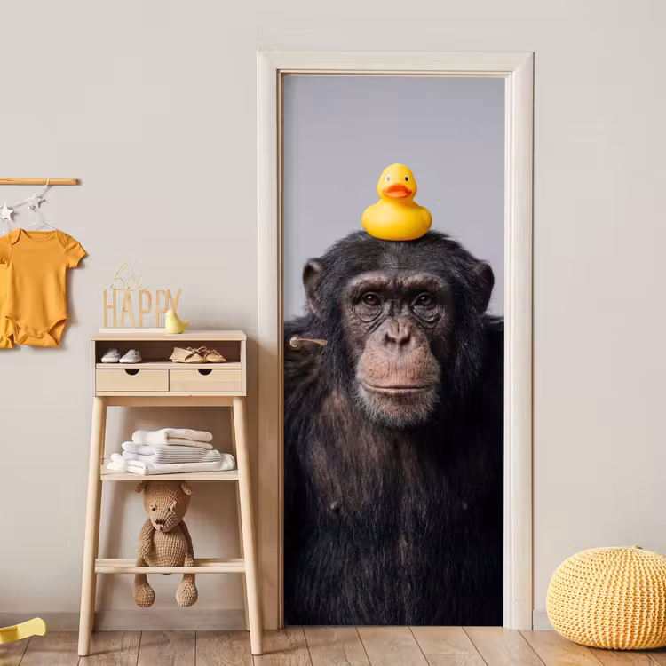 Deursticker - Chimpansee - Badeend - Grijs — 6