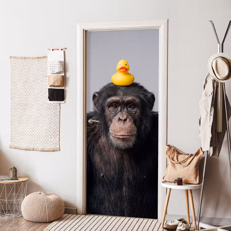 Deursticker - Chimpansee - Badeend - Grijs — 8