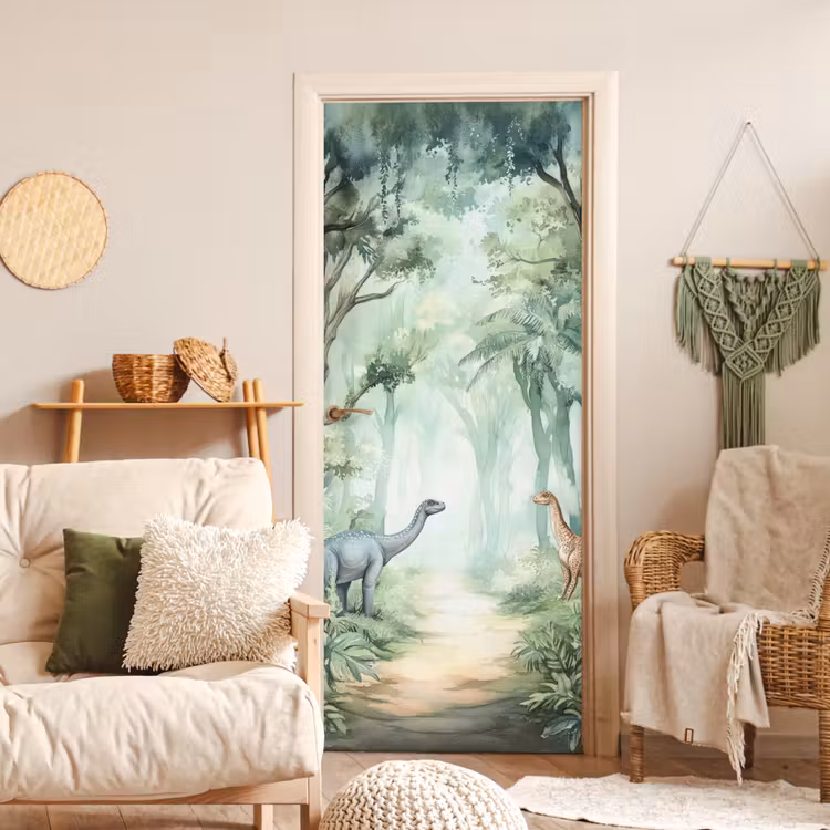 Deursticker - Dino - Jungle - Dinosaurus - Groen — 4
