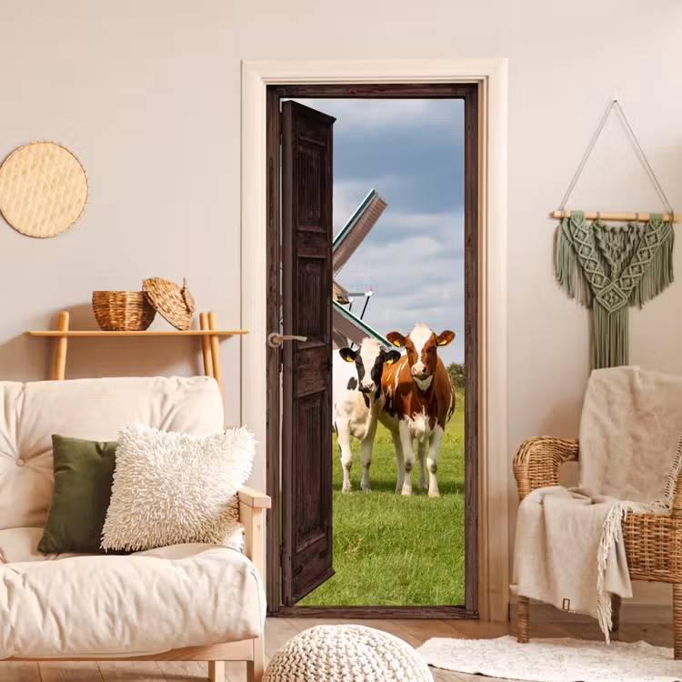 Deursticker - Doorkijk - Koeien - Dieren - Weiland - Natuur — 4
