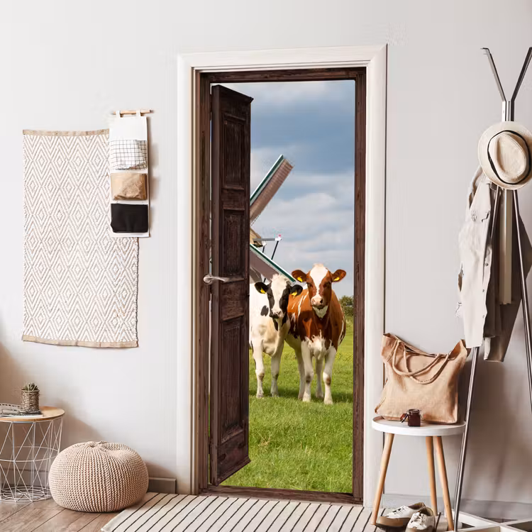 Deursticker - Doorkijk - Koeien - Dieren - Weiland - Natuur — 8
