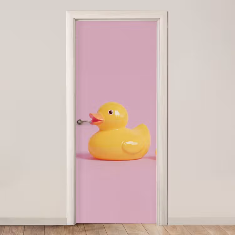 Deursticker - Eendjes - Vrolijk - Roze — 1