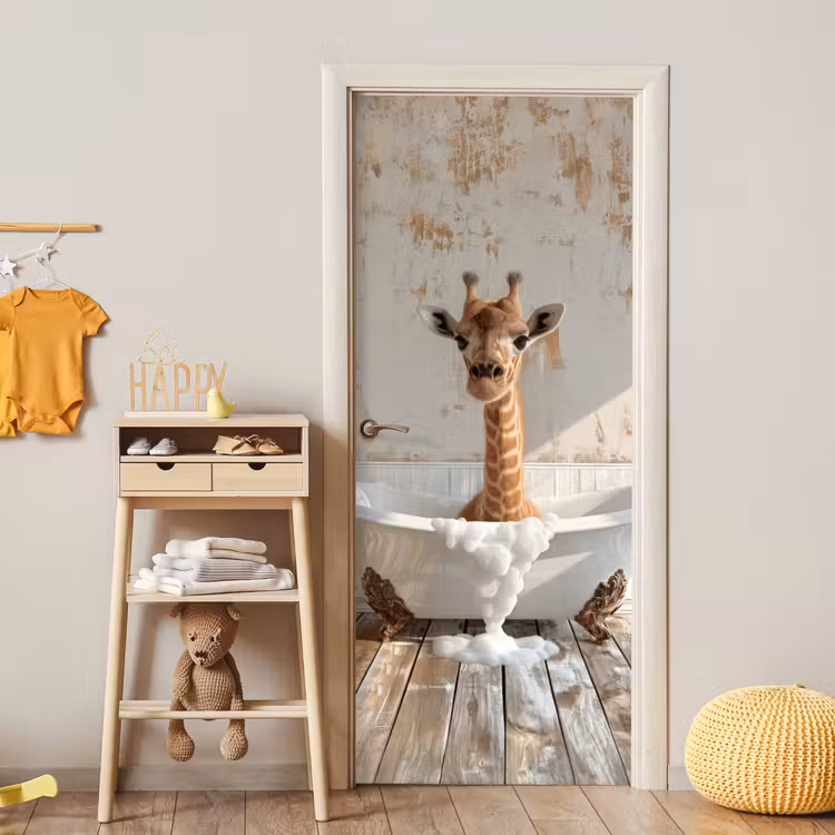 Deursticker - Giraf - Badkuip - Vintage - Dieren — 6