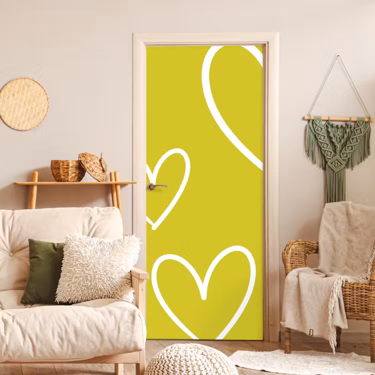 Deursticker - Groen - Hartjes - Wit — 4