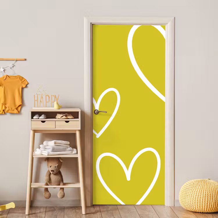 Deursticker - Groen - Hartjes - Wit — 6