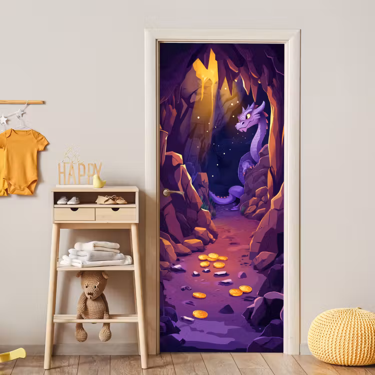 Deursticker - Grot - Draak - Fantasie - Paars — 6